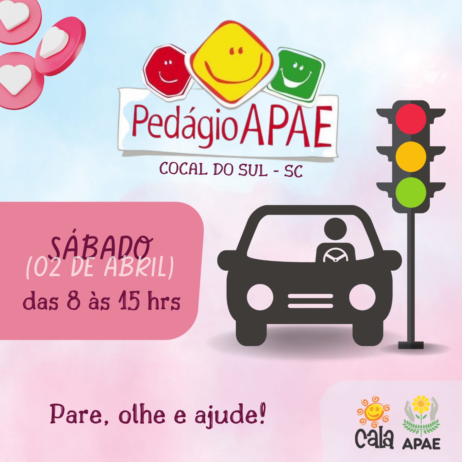 Volunt&aacute;rios da Apae de Cocal do Sul realizar&aacute; ped&aacute;gio no pr&oacute;ximo s&aacute;bado