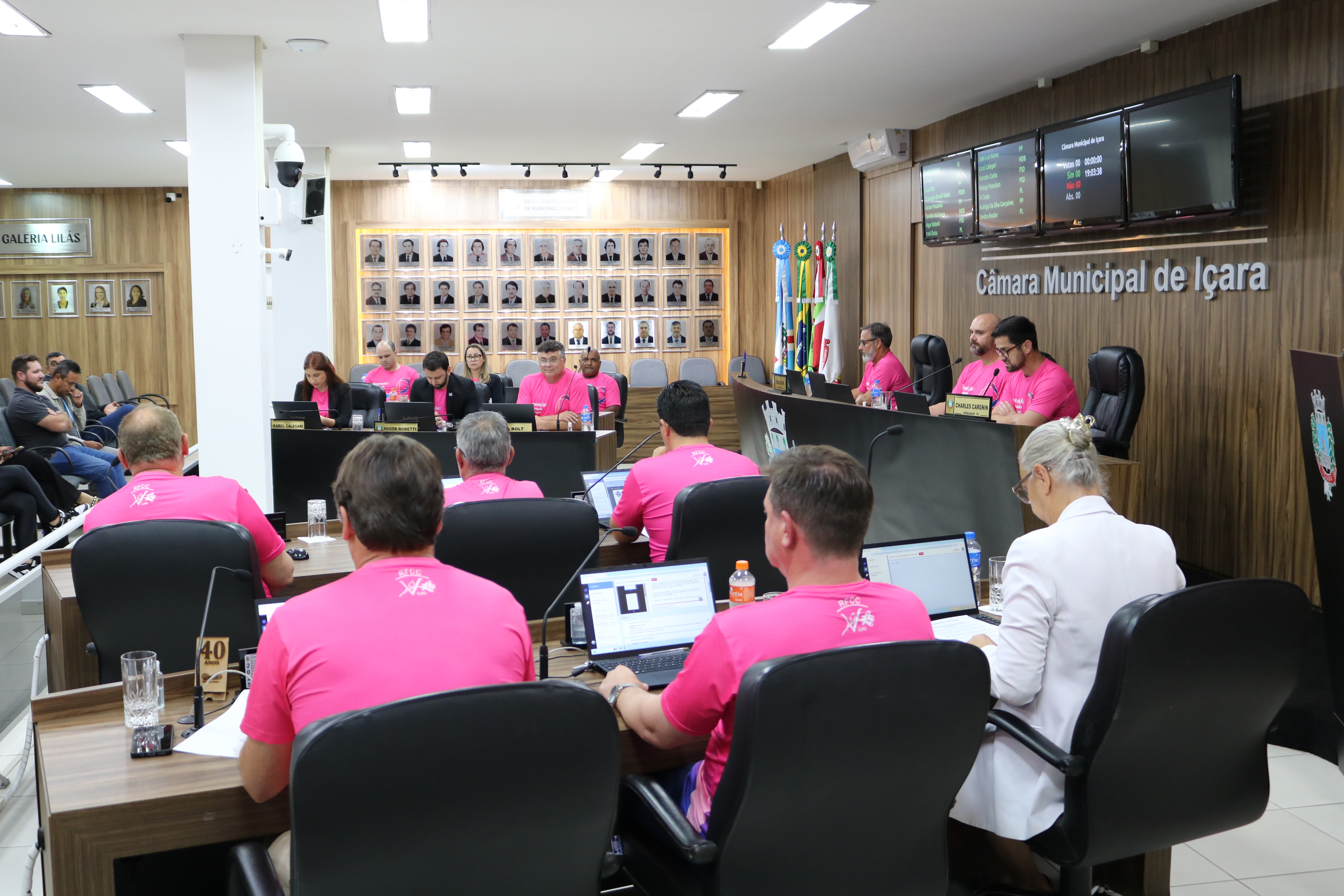 Legislativo veste rosa em apoio &agrave; campanha Outubro Rosa em I&ccedil;ara (SC)