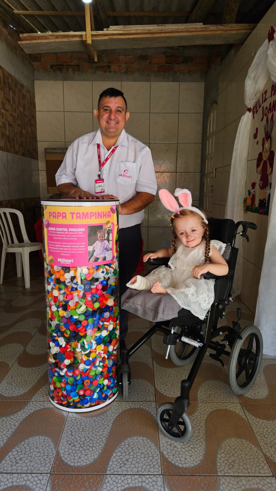 Moniari amplia campanha de arrecada&ccedil;&atilde;o de tampinhas em apoio a Joana Cristal Preciosa 