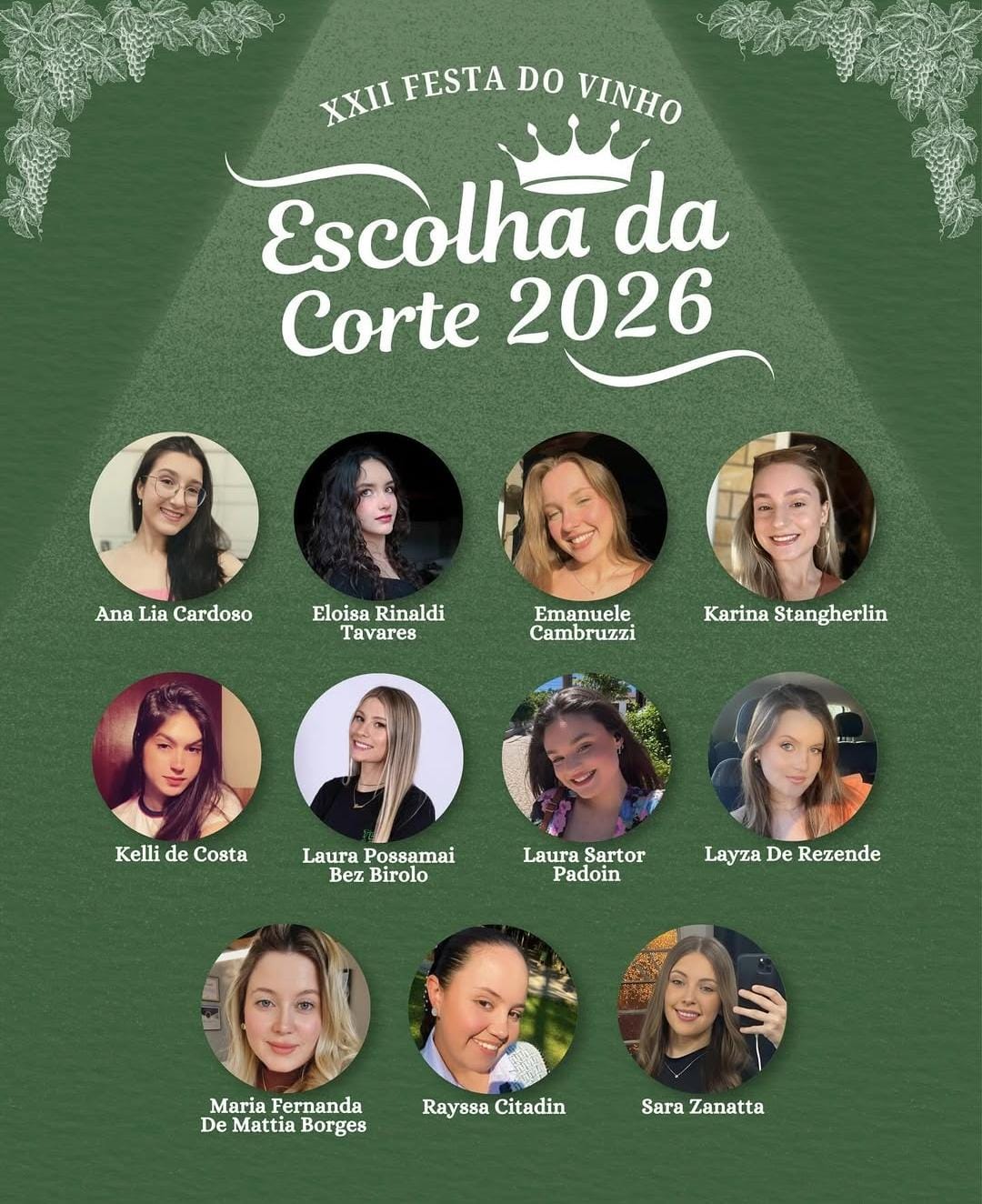Candidatas &agrave; Corte da Festa do Vinho 2026 s&atilde;o apresentadas em Urussanga (SC)