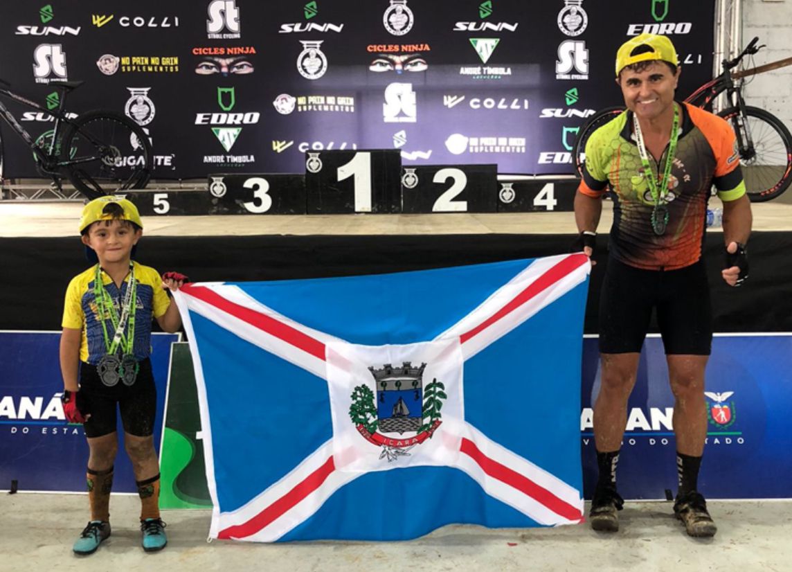 Pai e filho garantem p&oacute;dio duplo para I&ccedil;ara na Copa Ninja de MTB 2025