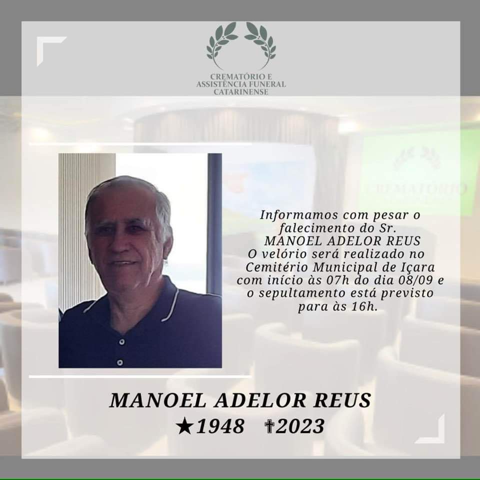 JI News registra o falecimento de Manoel Adelor Reus filho de Balduino e Tom&aacute;zia