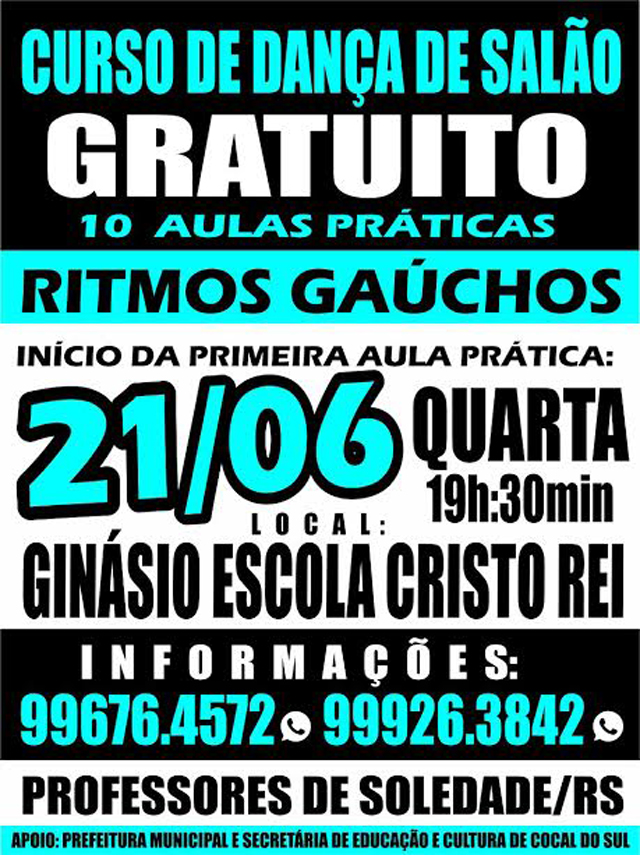 Cocal do Sul ter&aacute; curso de dan&ccedil;a de sal&atilde;o gratuito