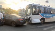 Acidente entre ônibus e automóvel em Içara deixa pessoa ferida