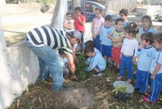 Alunos de Balne&aacute;rio Rinc&atilde;o plantam mudas de &aacute;rvore