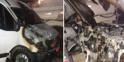 Veículo é parcialmente destruído por incêndio em oficina mecânjca no Bairro Liri