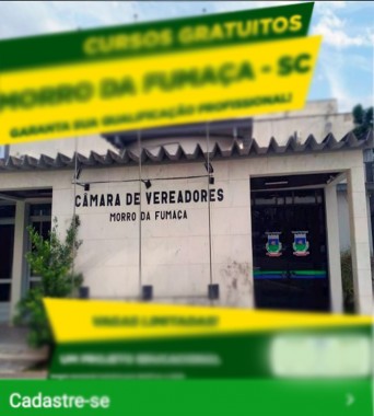 Poder Legislativo de Morro da Fuma&ccedil;a n&atilde;o est&aacute; oferecendo cursos gratuitos
