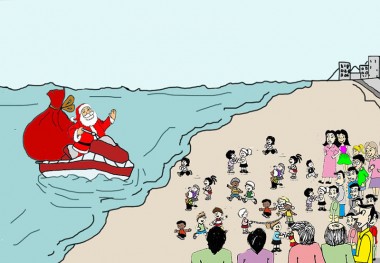 Papai Noel chega de jet ski