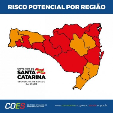 Matriz de Risco aponta nove regi&otilde;es em estado grav&iacute;ssimo e sete em n&iacute;vel grave