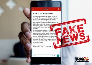Governo de SC é alvo de campanha de fake news via mensagens de celular