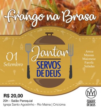 Jantar Servos de Deus ocorre no pr&oacute;ximo s&aacute;bado